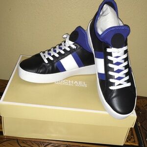 Women’s MICHAEL KORS Ace Stripe Lace Up Sneaker 7.5 Sapphire/Black/White